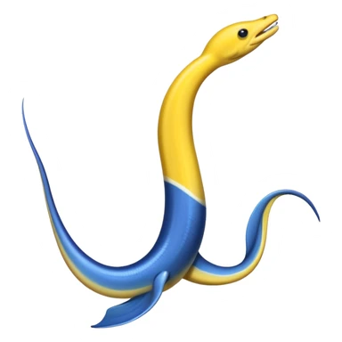 long ribbon eel, blue anbd yellow sticker