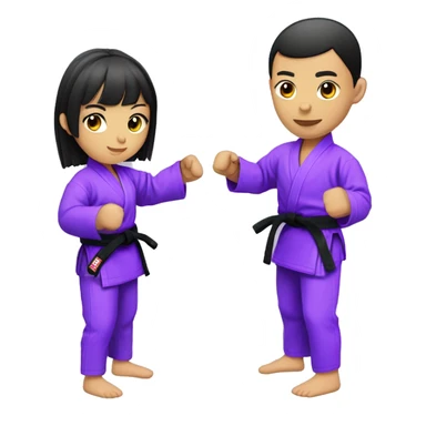 Jiu-Jitsu bright purple short bangs girl Asian sparring with her partner sticker