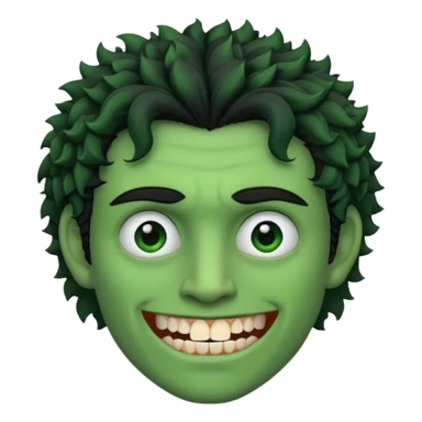 🙎🏻‍♂️com o dente serrado cabelo cacheado de cor de pele Verde com marca de rasgo nas olheiras  sticker