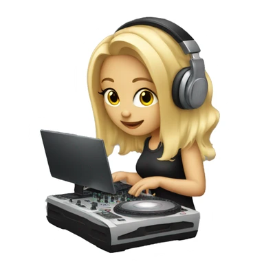Audio technician blonde girl with a dj desk sticker
