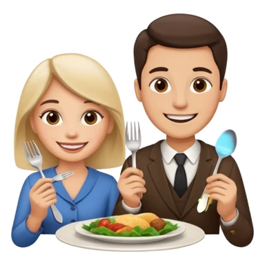 A woman and a man are eating in a restaurant. sticker