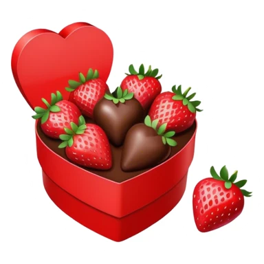 chocolate covered strawberries in a red heart box sticker