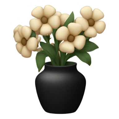 beige flowers in black vase sticker