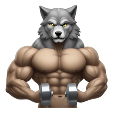 Bodybuilder wolf pumping iron sticker