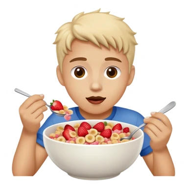 A strawberry eating cereal sticker