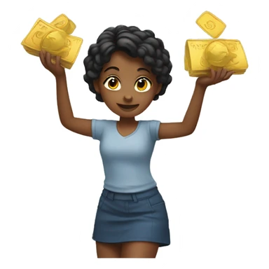 girl thowing mone sticker