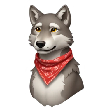 Wolf with red bandana Sorundas its neck sticker