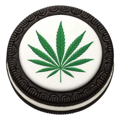 black and white oreo cookies with cannabis leaf sticker
