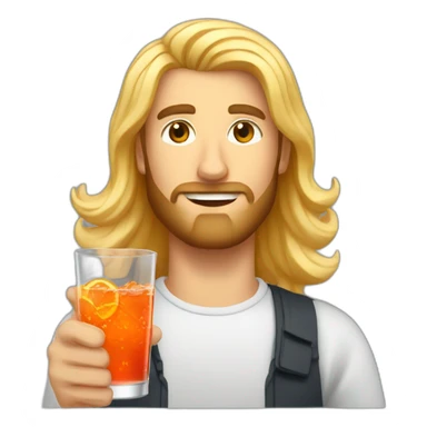 Guy with long blond hair and short beard drinking aperol spritz sticker
