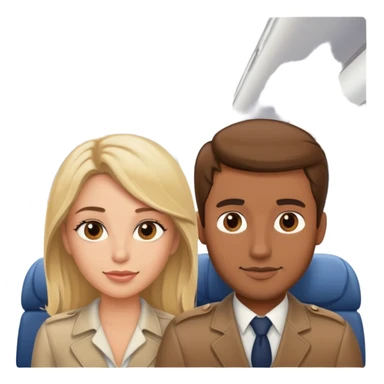 Blonde woman and brown hair man on airplaneCouple on airplane sticker