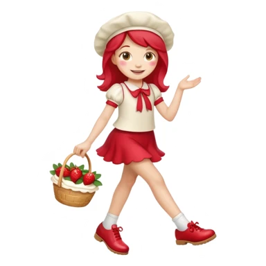 pretty and cute realistic modern day strawberry shortcake full body with red shoes emoji sticker