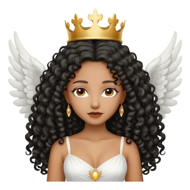 Angel wing white dress black queen long curly hair  sticker