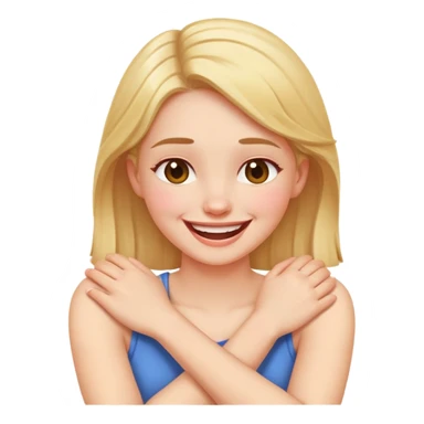 arms crossed holding neck laughing girl sticker