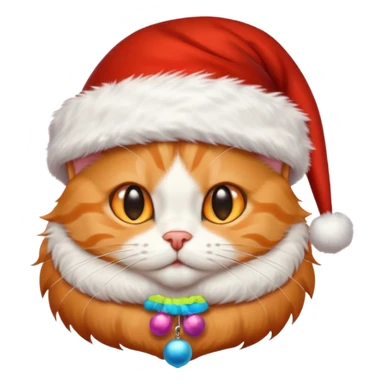 Make me a orange tabby cat with a white chin and a bit of white on the end of his tail and  a Santa hat that looks like 🐱 emoji sticker