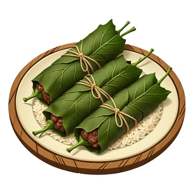meat and rice wrapped in vine leaves sticker