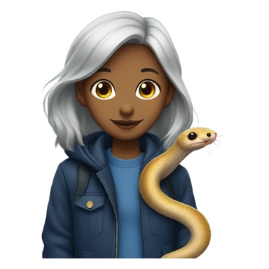Small Mouse in dark blue jacket walk with beatiful girl snake  sticker