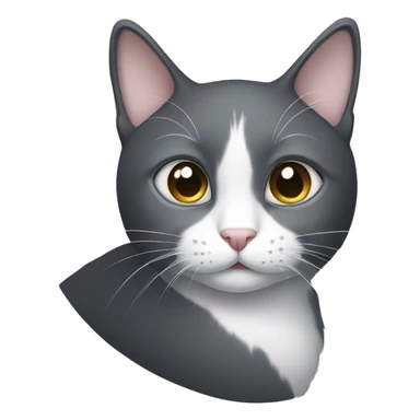 dark grey and white cat with grey eyes sticker