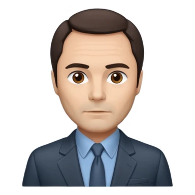 John Saxon with dark brown hair, slate suit sticker