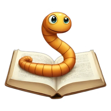 cute worm and book sticker