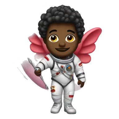 Black man Cupid in outer space  sticker