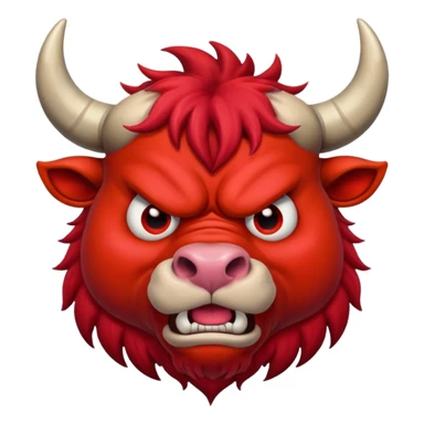 Generate a crazy bull, with a crazy face. Only face without body. sticker