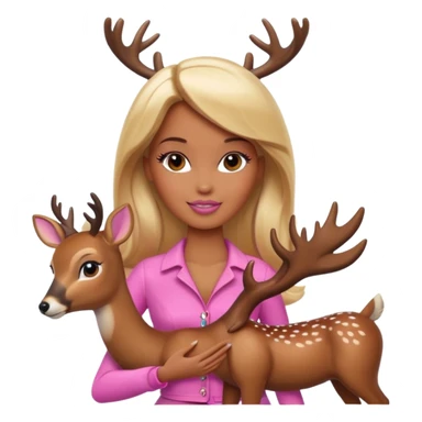 brown skin blonde barbie with deer sticker