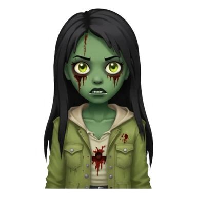 garota zumbi pele negra cabelo longo e liso preto sticker