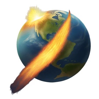 Earth as a comet flaming streak sticker