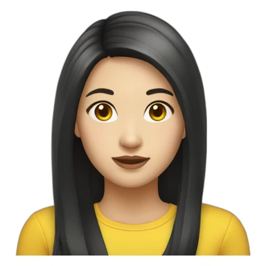female-asian-round-face-with-long-black and yellow extensions hair sticker