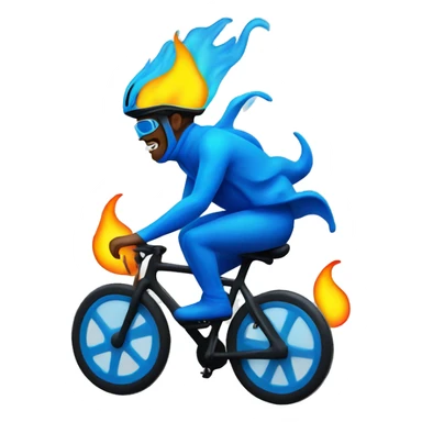 cyclist with huge blue flames sticker