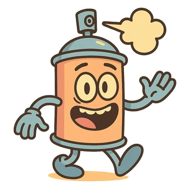 cartoon style spray can with bold lines and playful colors sticker