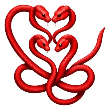 Two red snakes making a heart sticker