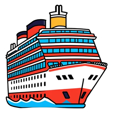 A colorful cruise ship with multiple decks sticker