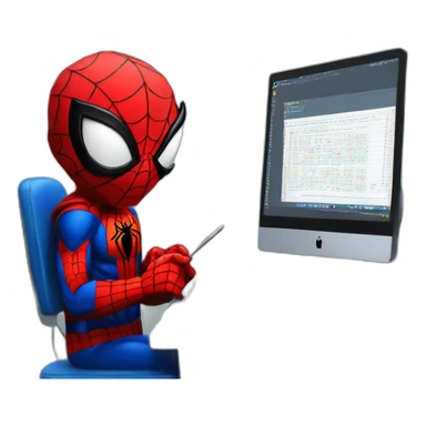 spiderman writing code in a computer sticker