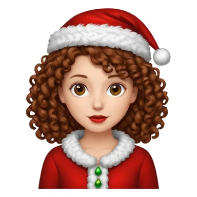 white woman with brown curly hair wearing a christmas outfit  sticker