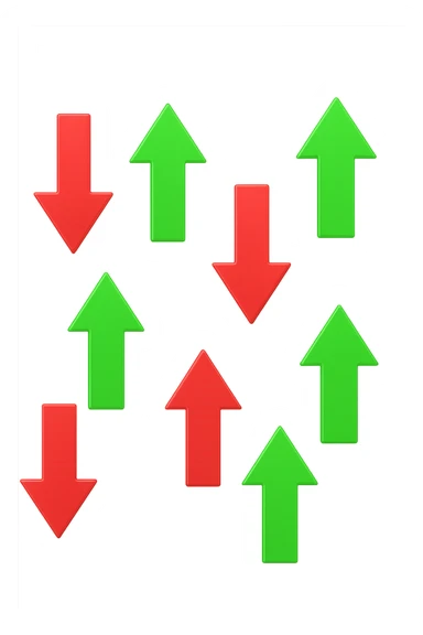 FRECCE ROSSE CHE SCENDONO E FRECCE VERDI CHE SALGONO, FLUTTUANO IN ARIA sticker