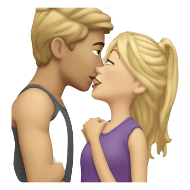 Blonde girl kissing brunnete boy sticker