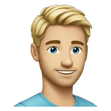 27 years old handsome man with blue eyes, black short hair sticker