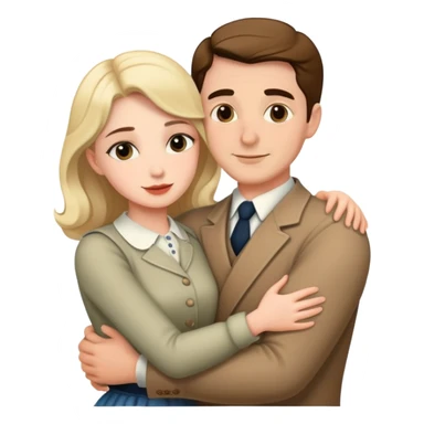 Man hugging his woman, dressed in classic style  sticker