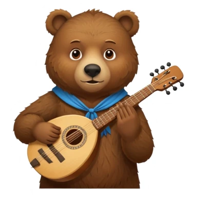 Friendly Russian brown bear holding a balalaika sticker