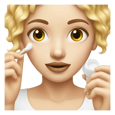 white girl applying cream on face sticker