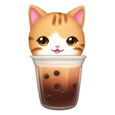 Cute kawaii cat drink boba tea sticker