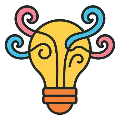 logo for creativity competence, minimal lightbulb with swirling lines, playful, energetic, suitable for creative agency sticker