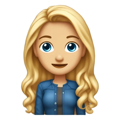 crea un amoji de una chica de 30 años, con el pelo largo y o, balayaje rubio claro en puntas y raiz más oscura, piel tono medio, color de ojos azul, piercing en la nariz del lado izquierdo. sonrisdas sticker