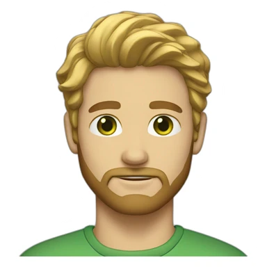 man with blond brown hair, green eyes, beard sticker