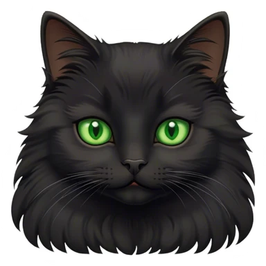 Fluffy black cat with green eyes sticker