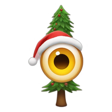 Heart eye emoji but with Christmas trees instead of hearts sticker