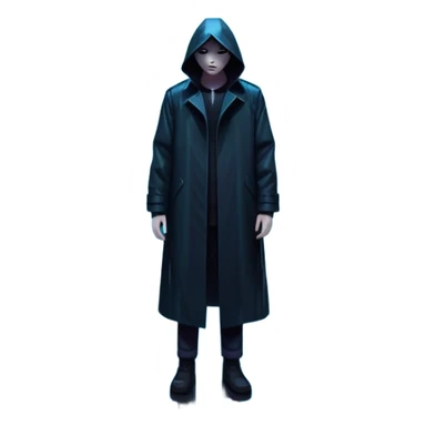 Movie Poster: A tense, gripping design with dramatic lighting. Include a mysterious figure in a dark coat standing in a rain-soaked alley, with glowing neon signs in the background. Shadows loom, and ominous shapes emerge from the mist. Suspenseful and cinematic atmosphere. Transparent background. sticker