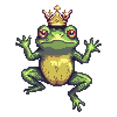 crowned frog jumping pose sticker