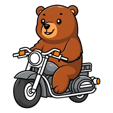 Oso grizzly realista  en una moto  sticker